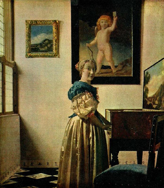 Jan Vermeer damen vid spinetten oil painting picture